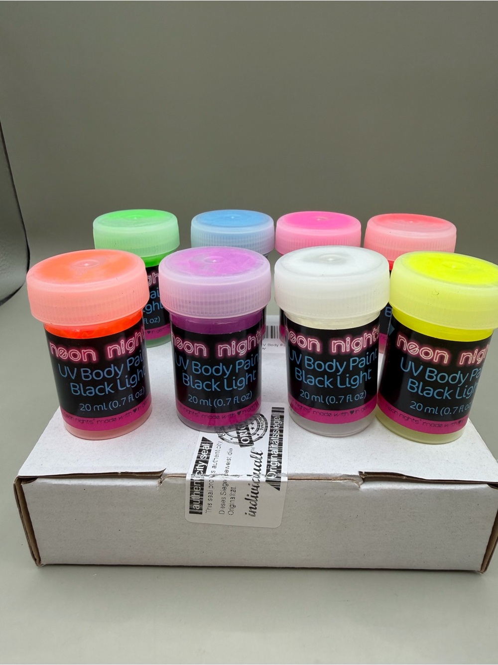 Neon Nights UV Black Light Body Paint 8 Color Set New unsealed unopened. Wei